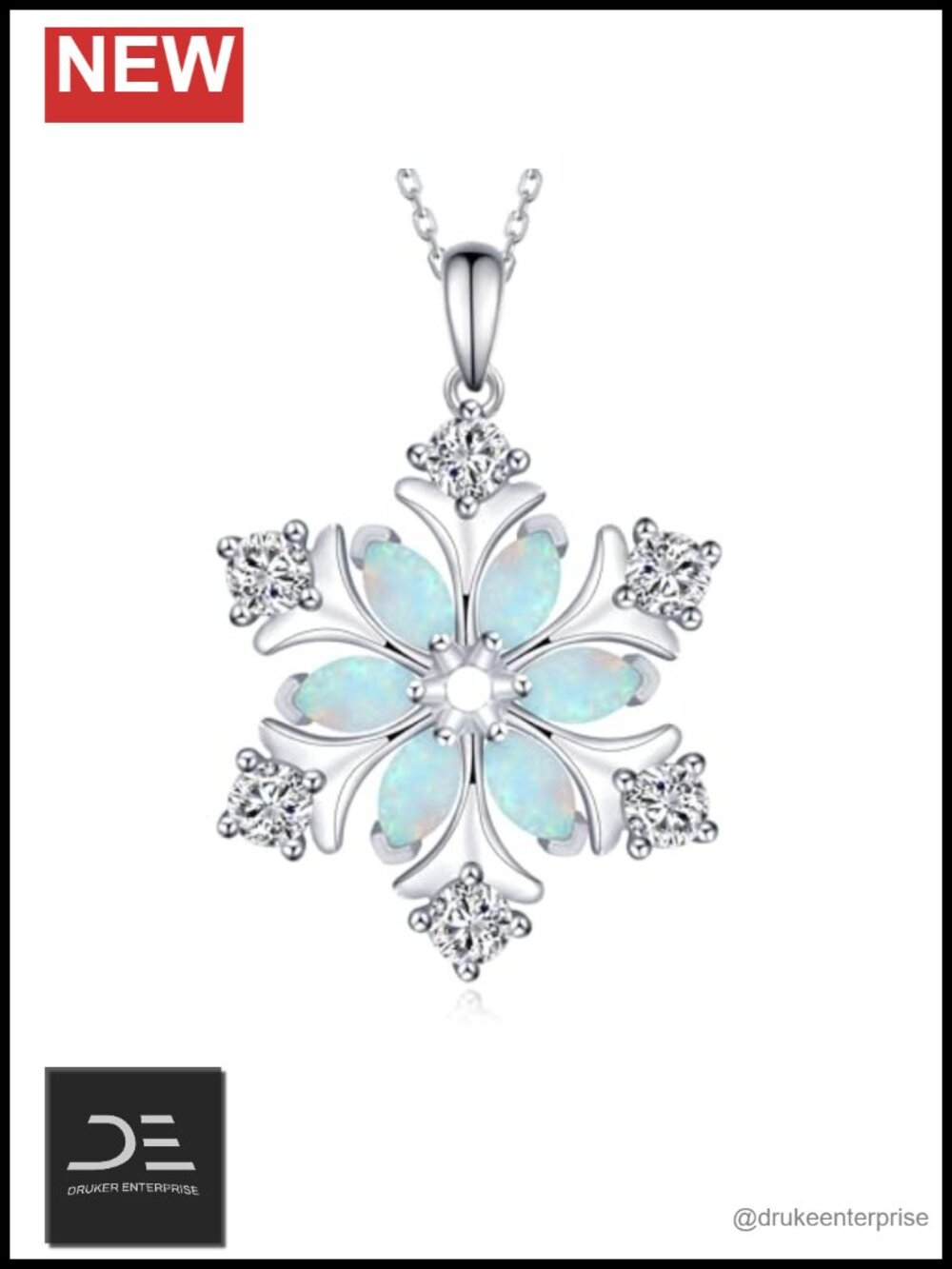 Snowflake Necklace 925 Sterling Silver Pendant Christmas Jewelry Gift for Women